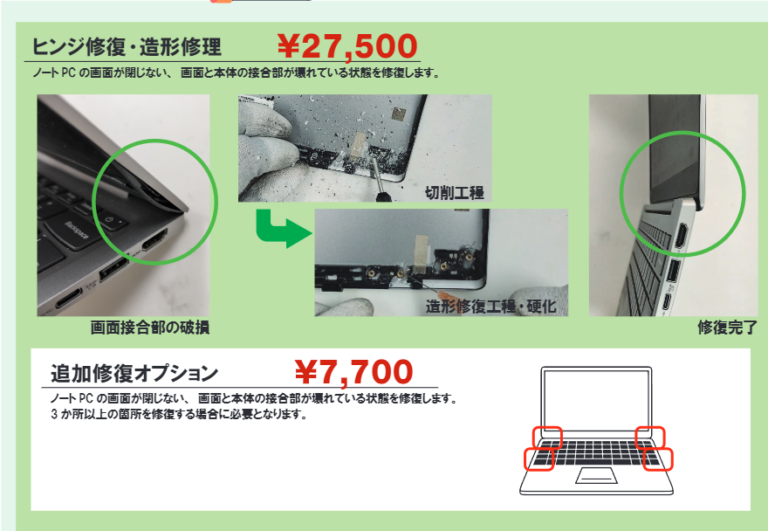 【神戸のパソコン修理】ノートパソコンの閉じる部分(ヒンジ)が壊れてしまった!修理をするならパソコン修理サービスにお任せを! | パソコン修理サービス